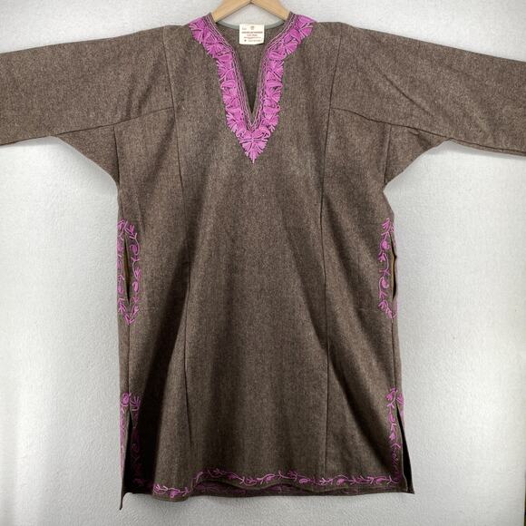 KASHMIR ART EMPORIUM Dress 40 Handwork Kashmiri Pheran Embroidered Brown NEW - Picture 2 of 14